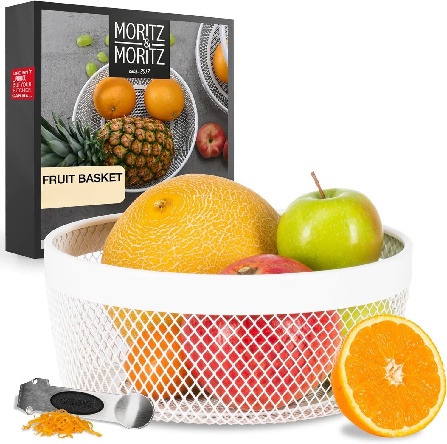 10" Wire Fruit & Vegetable Bowl with Zester | Modern Scandinavian Kitchen Bowl