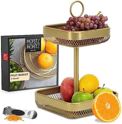 Gold Metal Fruit Cake Stand – Modern Bowl for Fruit, Bread, Vegetables