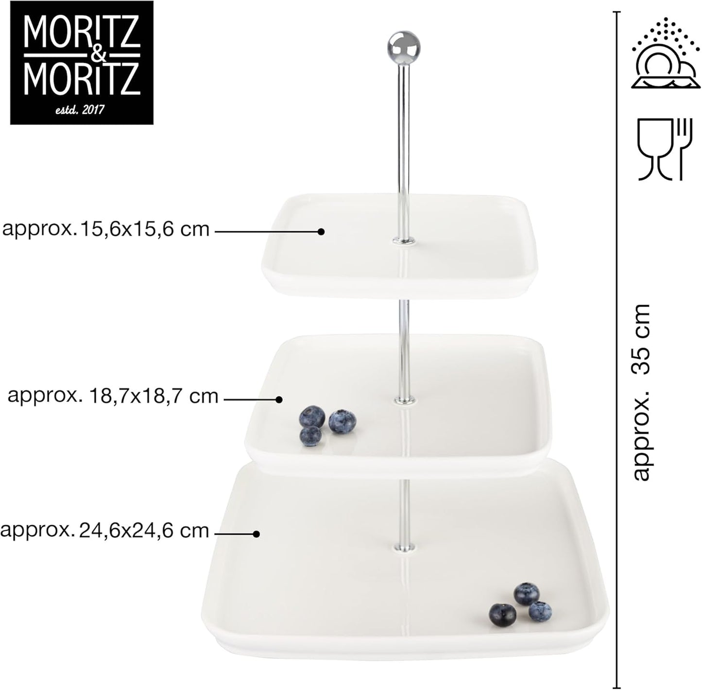 3 Tier Porcelain Cake Stand with Tongs – Elegant Dessert Display for Parties