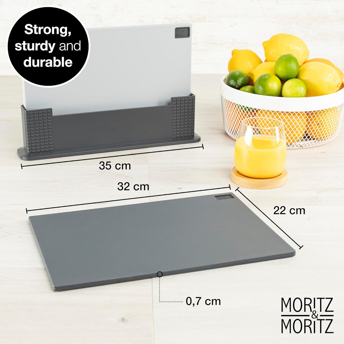3-Piece Color-Coded Chopping Board Set – 32x22cm, Non-Slip & Dishwasher Safe
