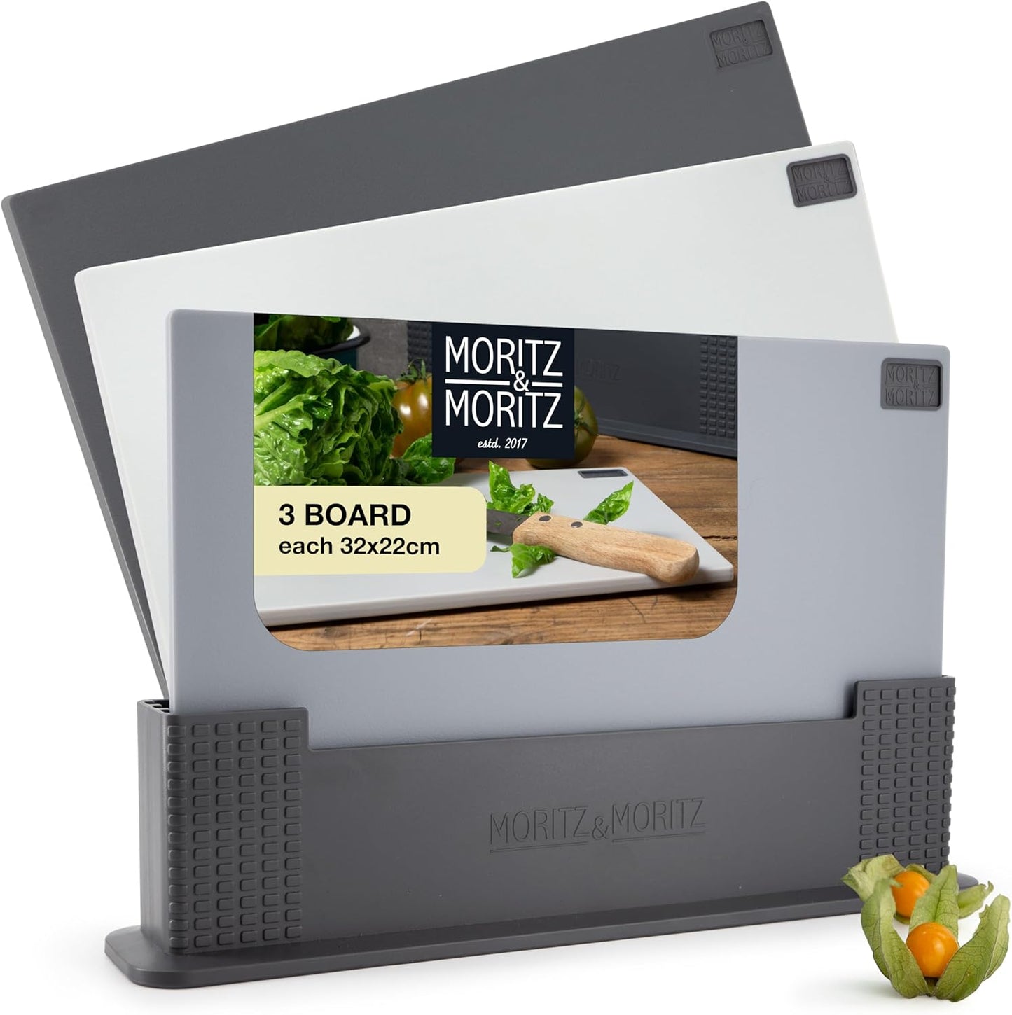 3-Piece Color-Coded Chopping Board Set – 32x22cm, Non-Slip & Dishwasher Safe