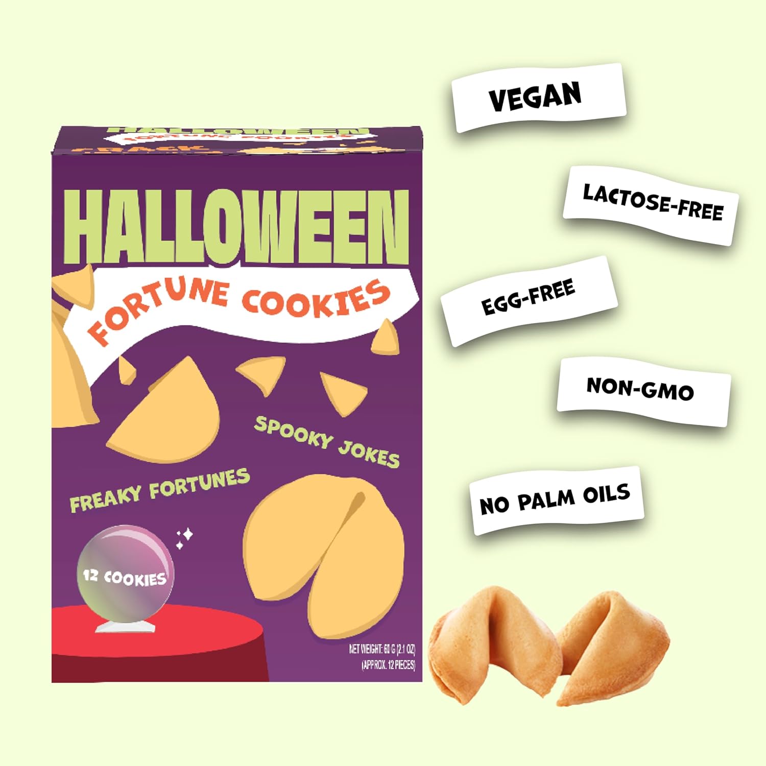 Halloween Fortune Cookies 12-Pack – Vegan Spooky Treats & Party Favors