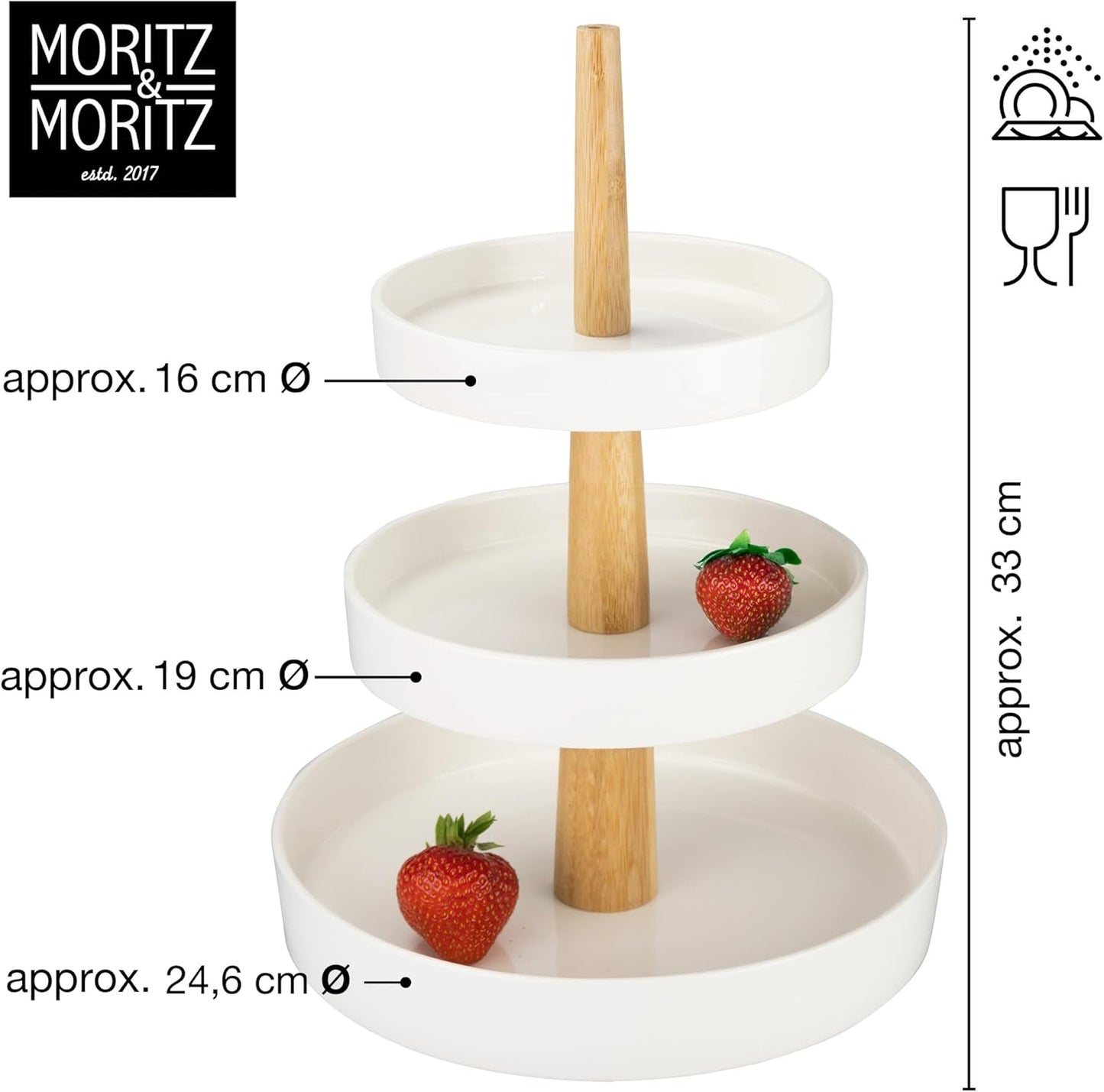 3 Tier Porcelain Cake Stand with Tongs – Elegant Dessert Display for Parties
