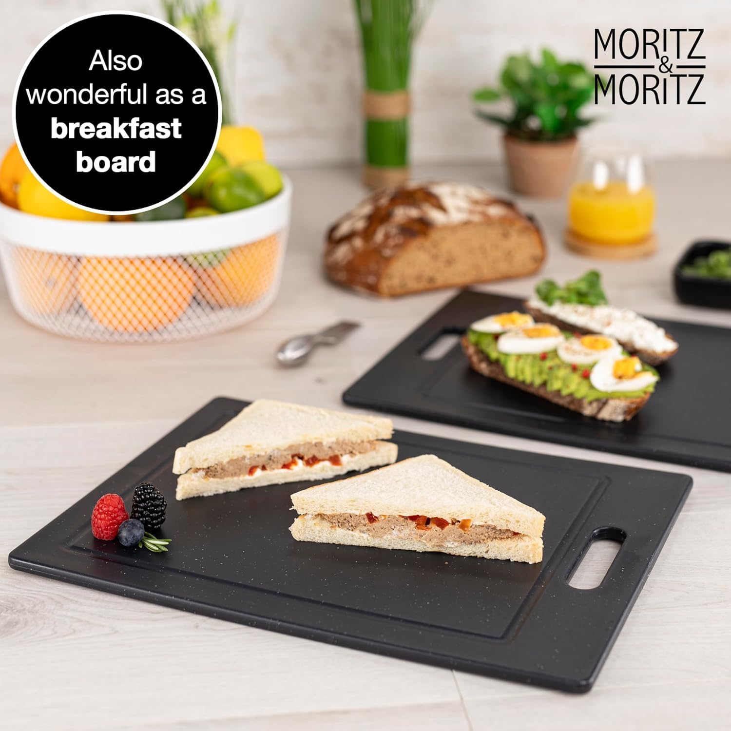 Chemical-Free Plastic Cutting Board Set | Non-Slip Feet, 14.2 x 10.8 in
