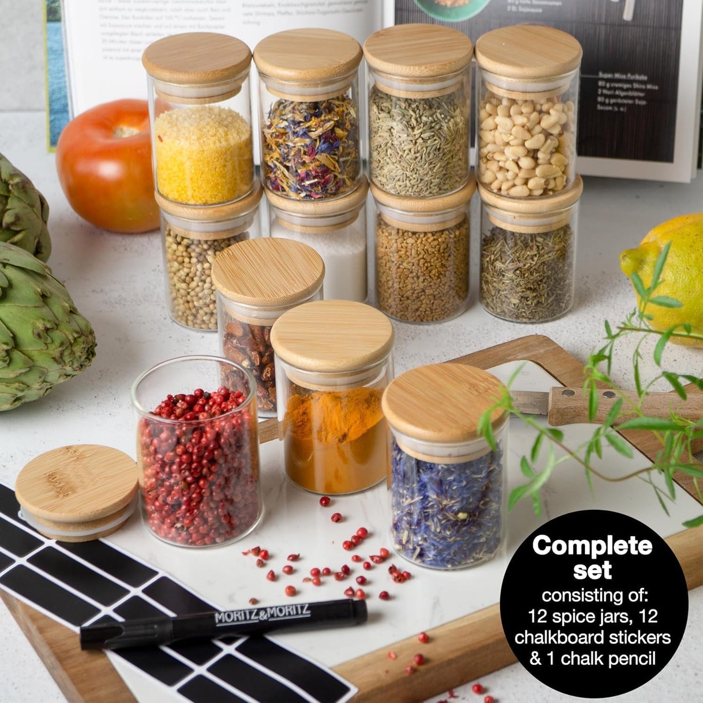 12-Piece Spice Jar Set