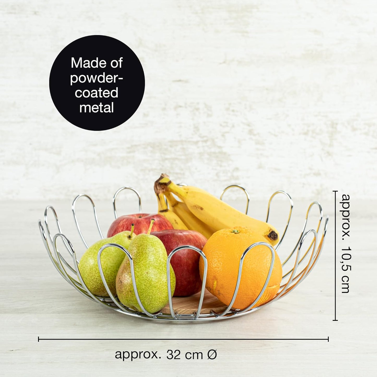 Silver Metal Fruit Bowl 35cm – Modern Wire Basket for Fruit, Veggies & Bread