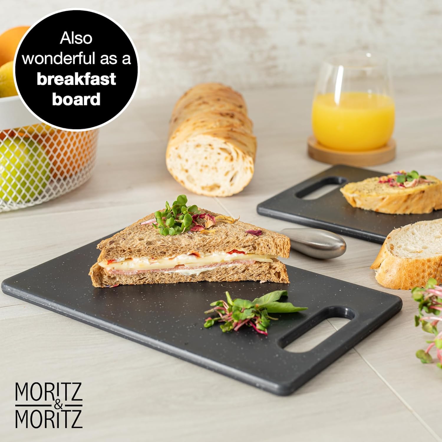 Set of 2 Chemical-Free Plastic Cutting Boards | Non-Slip, 9.8 x 5.9 inch