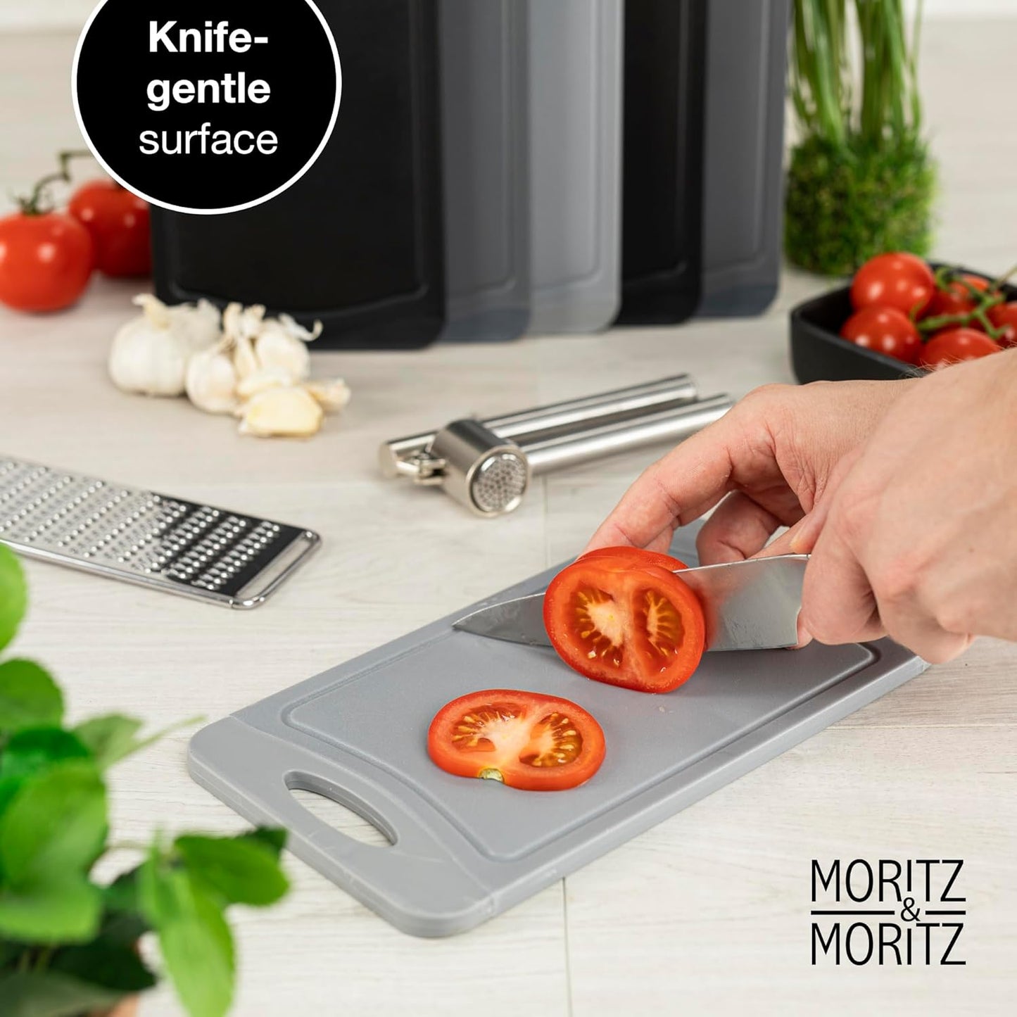 Set of 6 BPA-Free Plastic Cutting Boards 14x25cm – Non-Slip, Durable, Black