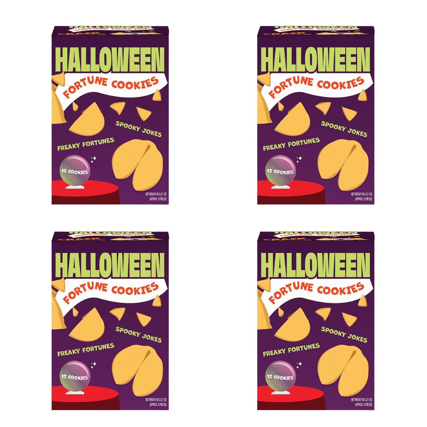 Halloween Fortune Cookies 24-Pack, 48-Pack – Vegan Spooky Treats & Party Favors