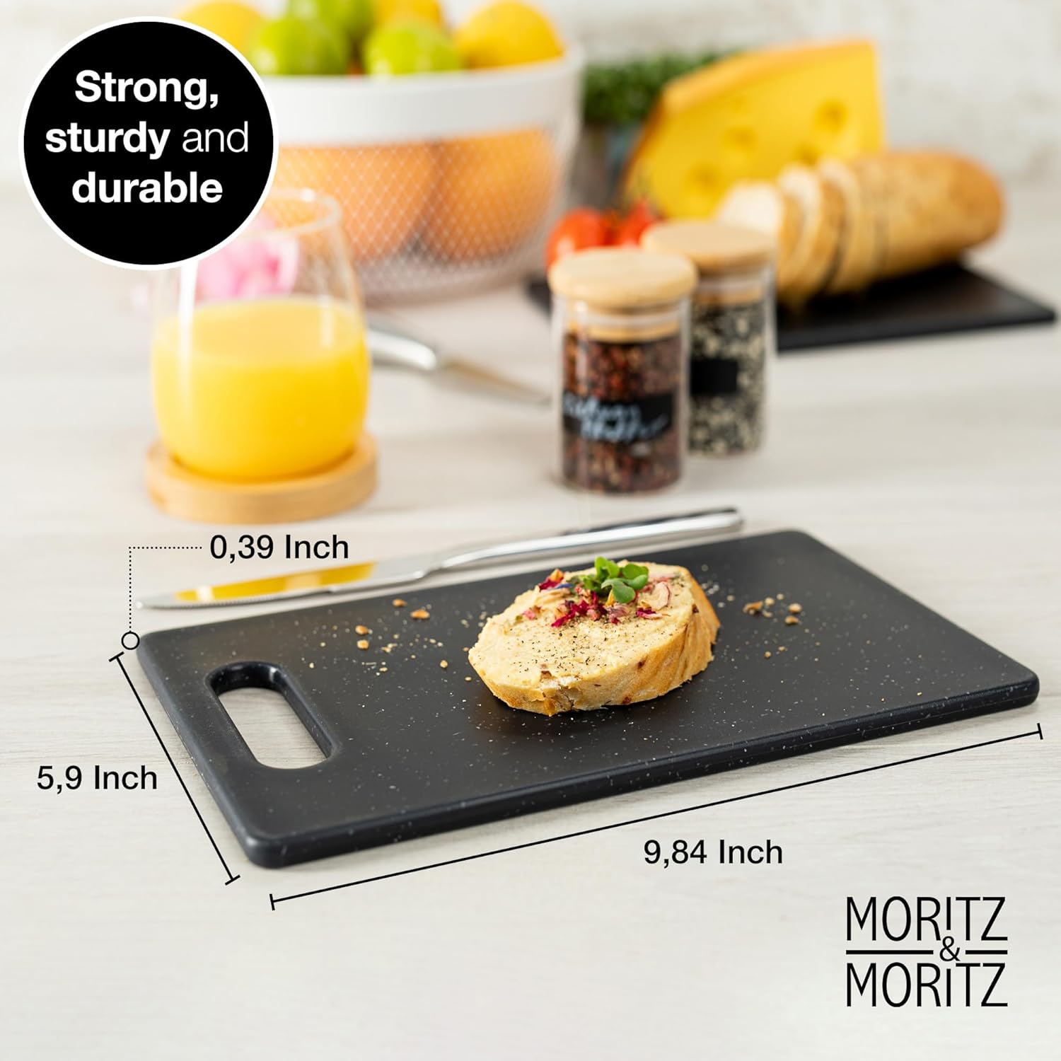 Set of 2 Chemical-Free Plastic Cutting Boards | Non-Slip, 9.8 x 5.9 inch