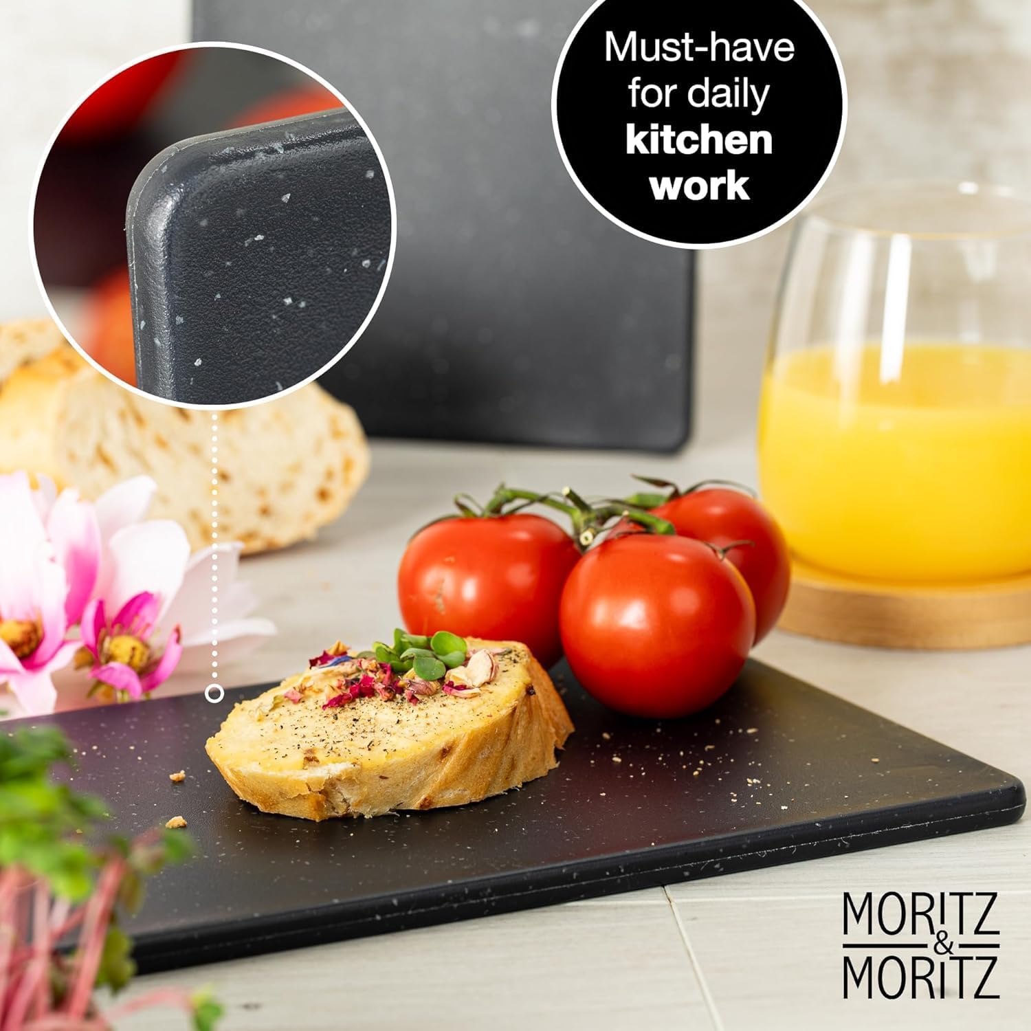 Set of 2 Chemical-Free Plastic Cutting Boards | Non-Slip, 9.8 x 5.9 inch