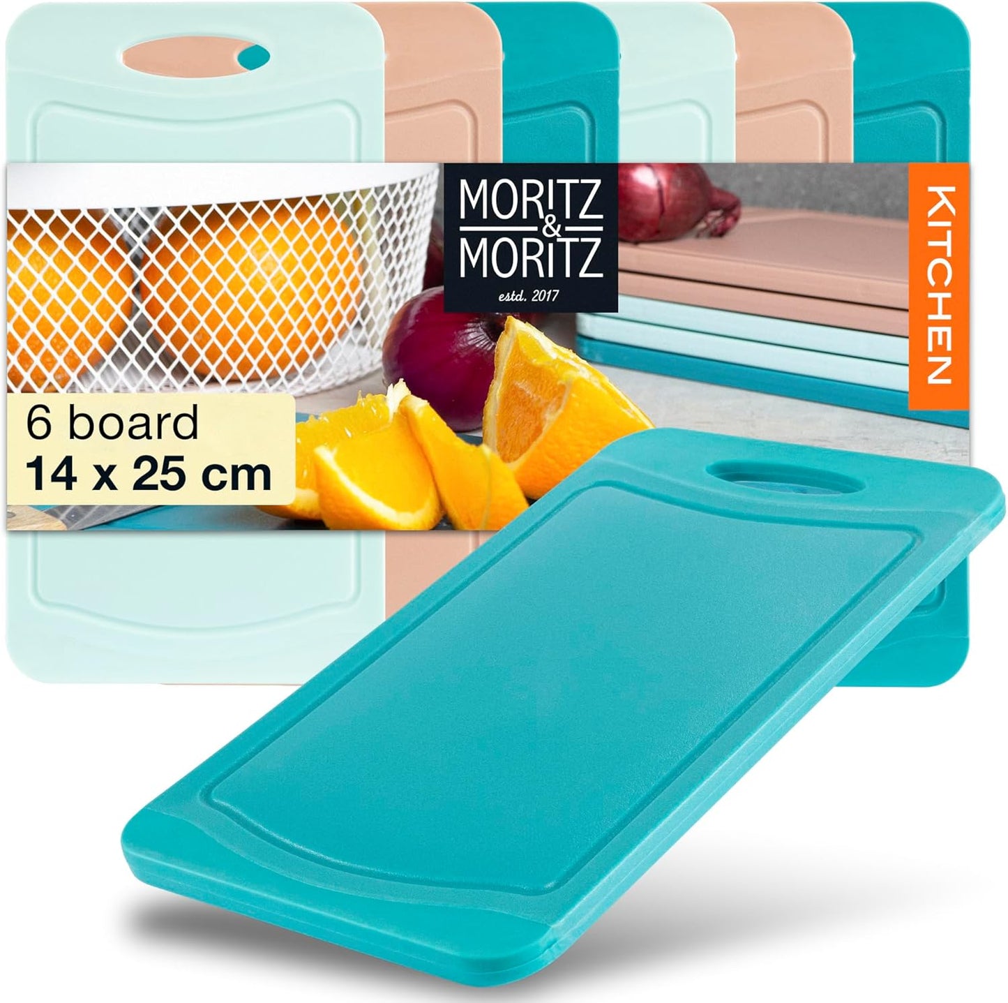 6-Piece Colorful Plastic Cutting Board Set – BPA-Free, Non-Slip, Dishwasher Safe