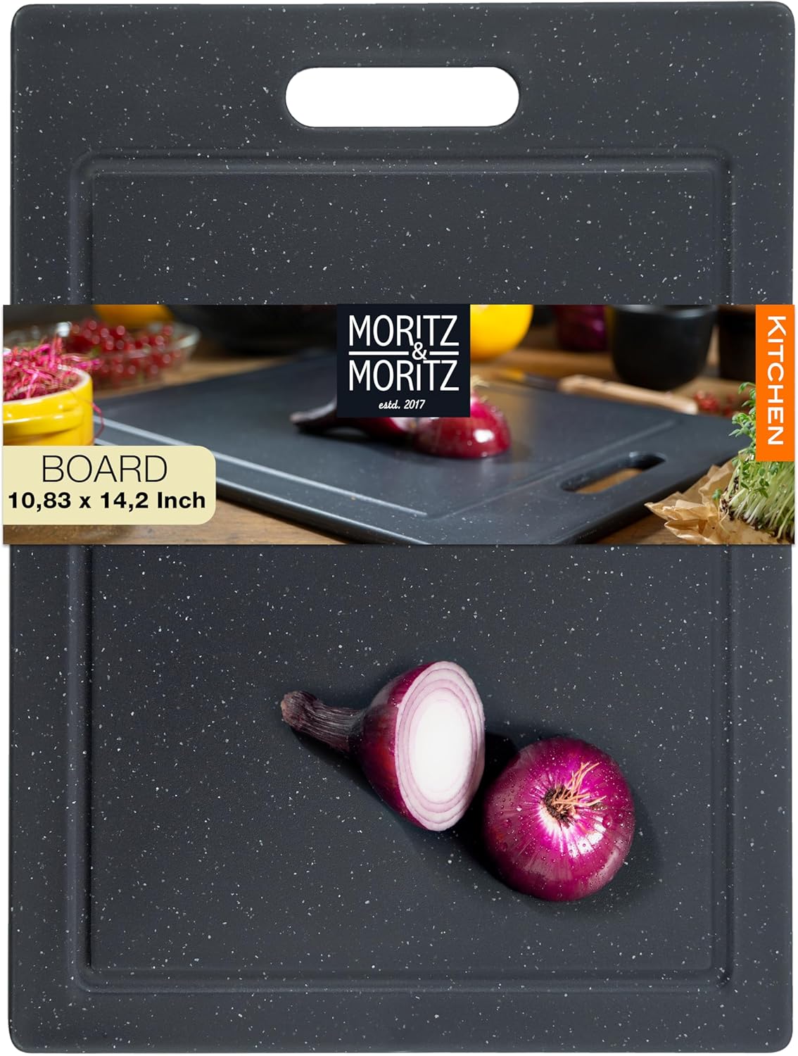 Chemical-Free Plastic Cutting Board Set | Non-Slip Feet, 14.2 x 10.8 in