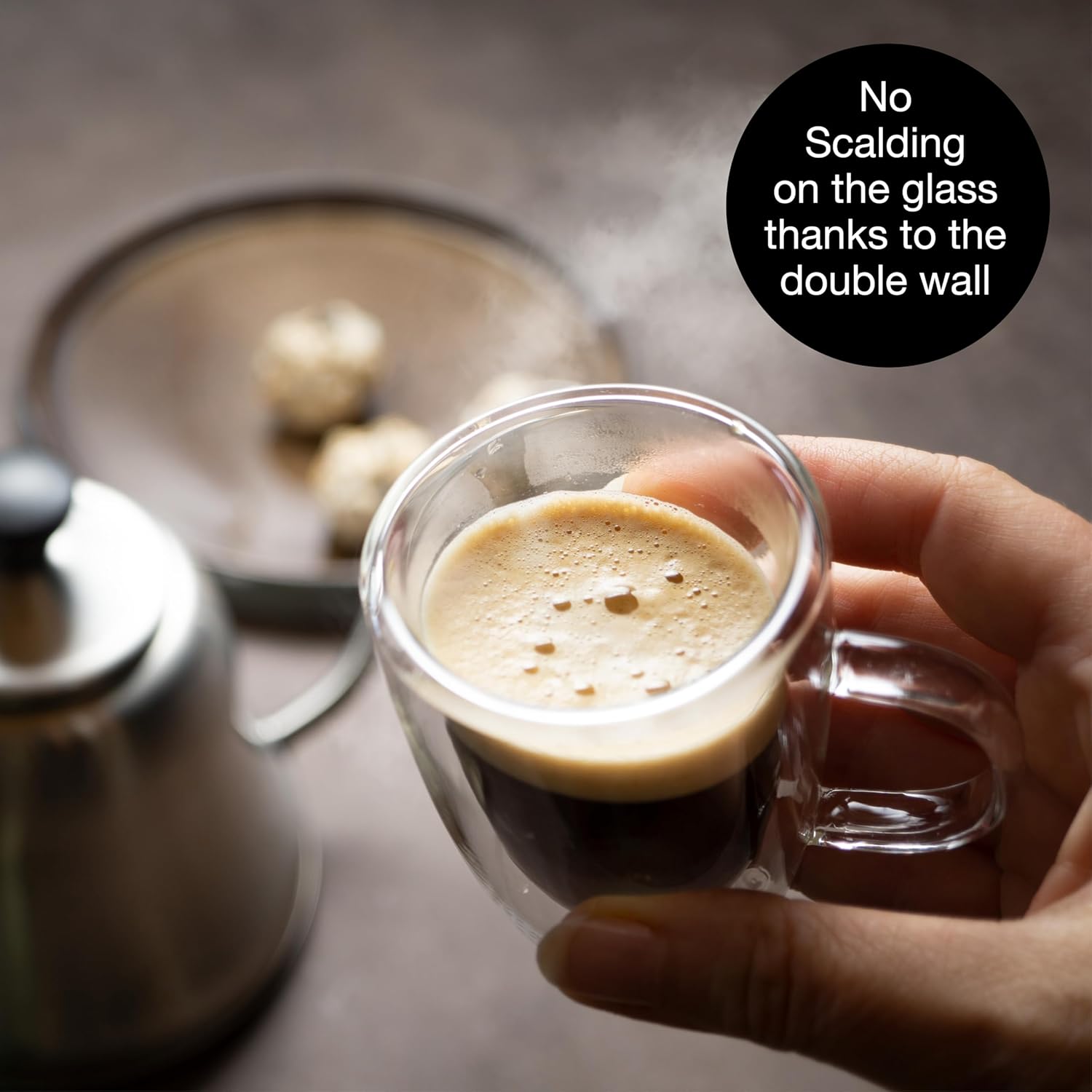 Barista Double-Walled Coffee Glasses 2 x 2.7 oz | Espresso, Tea & Desserts