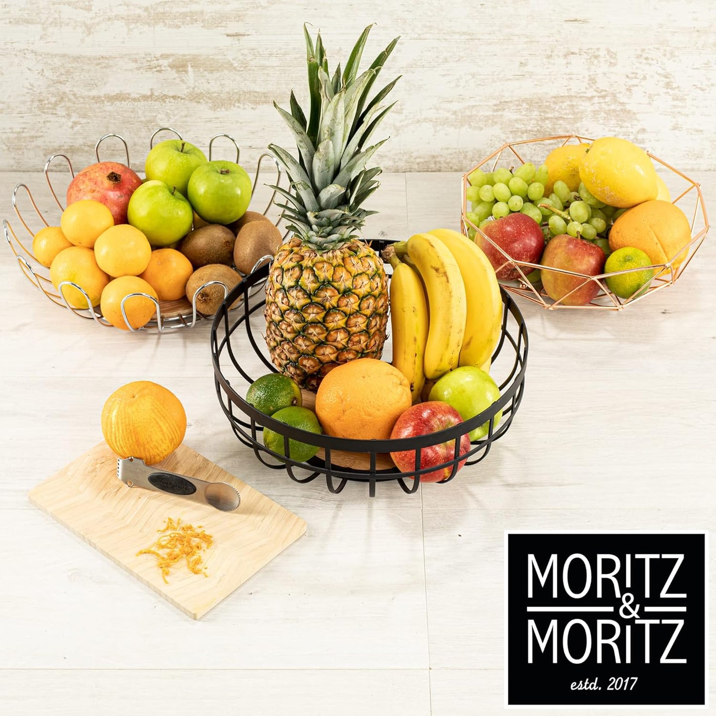 Silver Metal Fruit Bowl 35cm – Modern Wire Basket for Fruit, Veggies & Bread