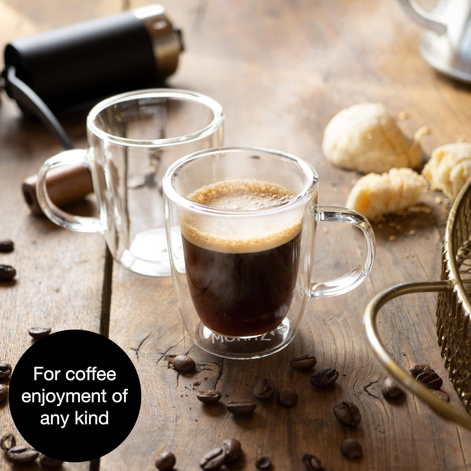 Barista Double-Walled Coffee Glasses 2 x 2.7 oz | Espresso, Tea & Desserts