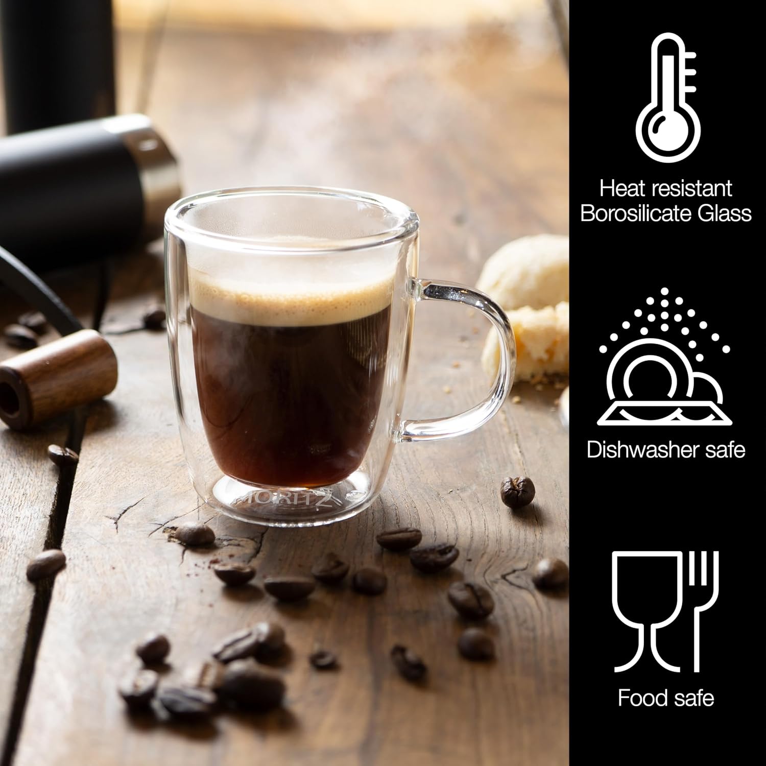 Barista Double-Walled Coffee Glasses 2 x 2.7 oz | Espresso, Tea & Desserts