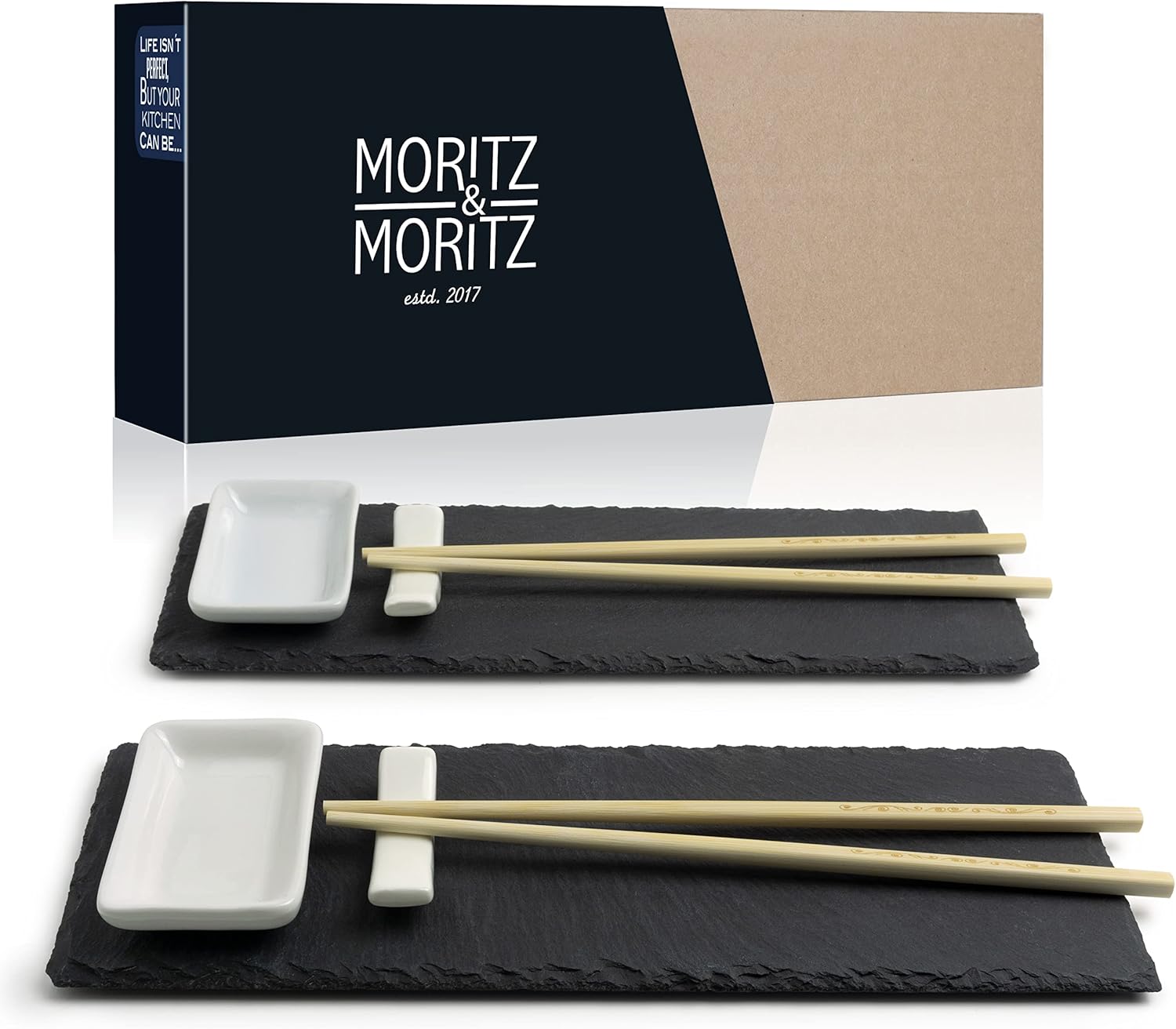 Sushi Serving Set 10-Piece | Plates, Bowls & Chopsticks | Elegant Japanese Dining