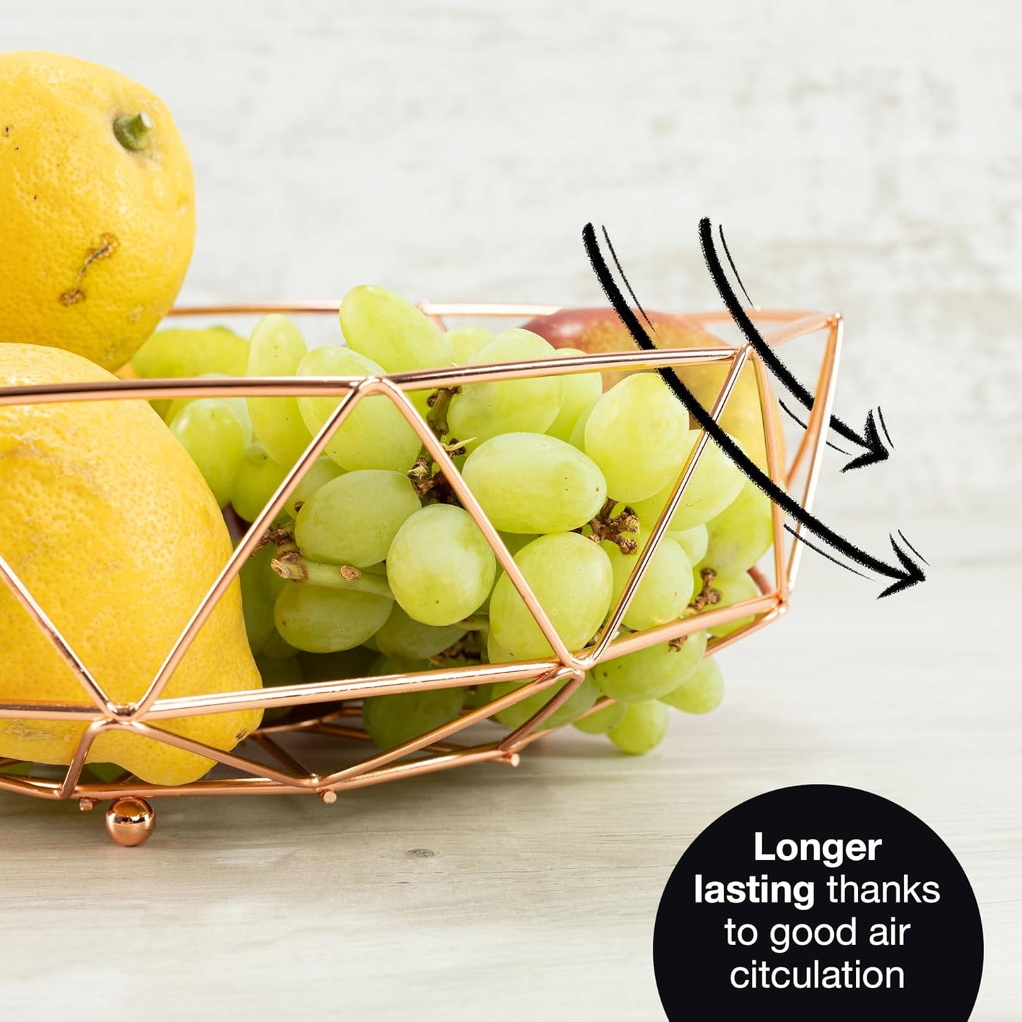Rose Gold Fruit Bowl 27.5cm – Modern Metal Basket for Fruits, Gifts & Decor