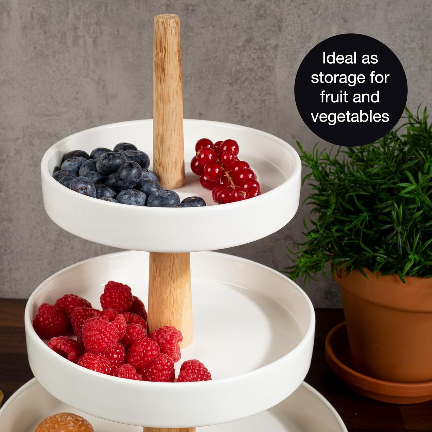 3 Tier Porcelain Cake Stand with Tongs – Elegant Dessert Display for Parties