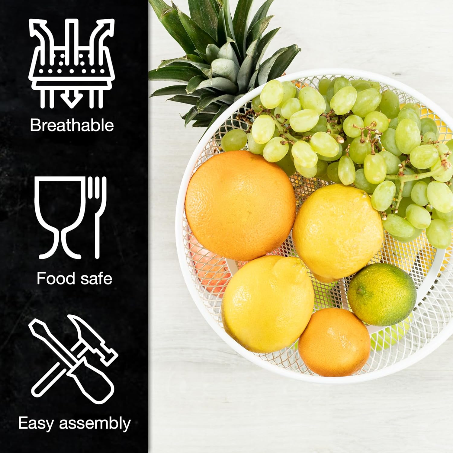2-Tier White Metal Fruit Cake Stand with Citrus Zester | Bread & Dessert Display