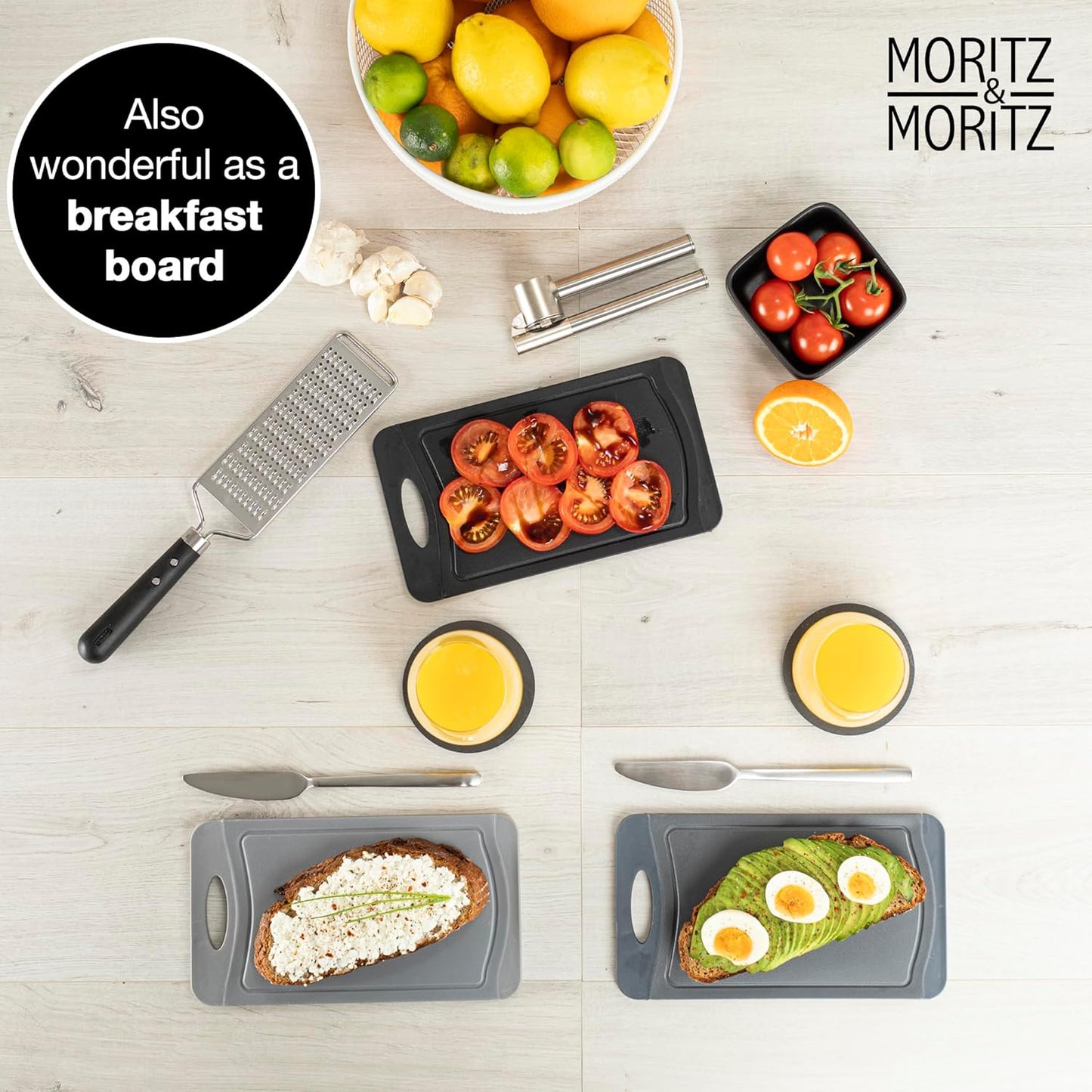 Set of 6 BPA-Free Plastic Cutting Boards 14x25cm – Non-Slip, Durable, Black