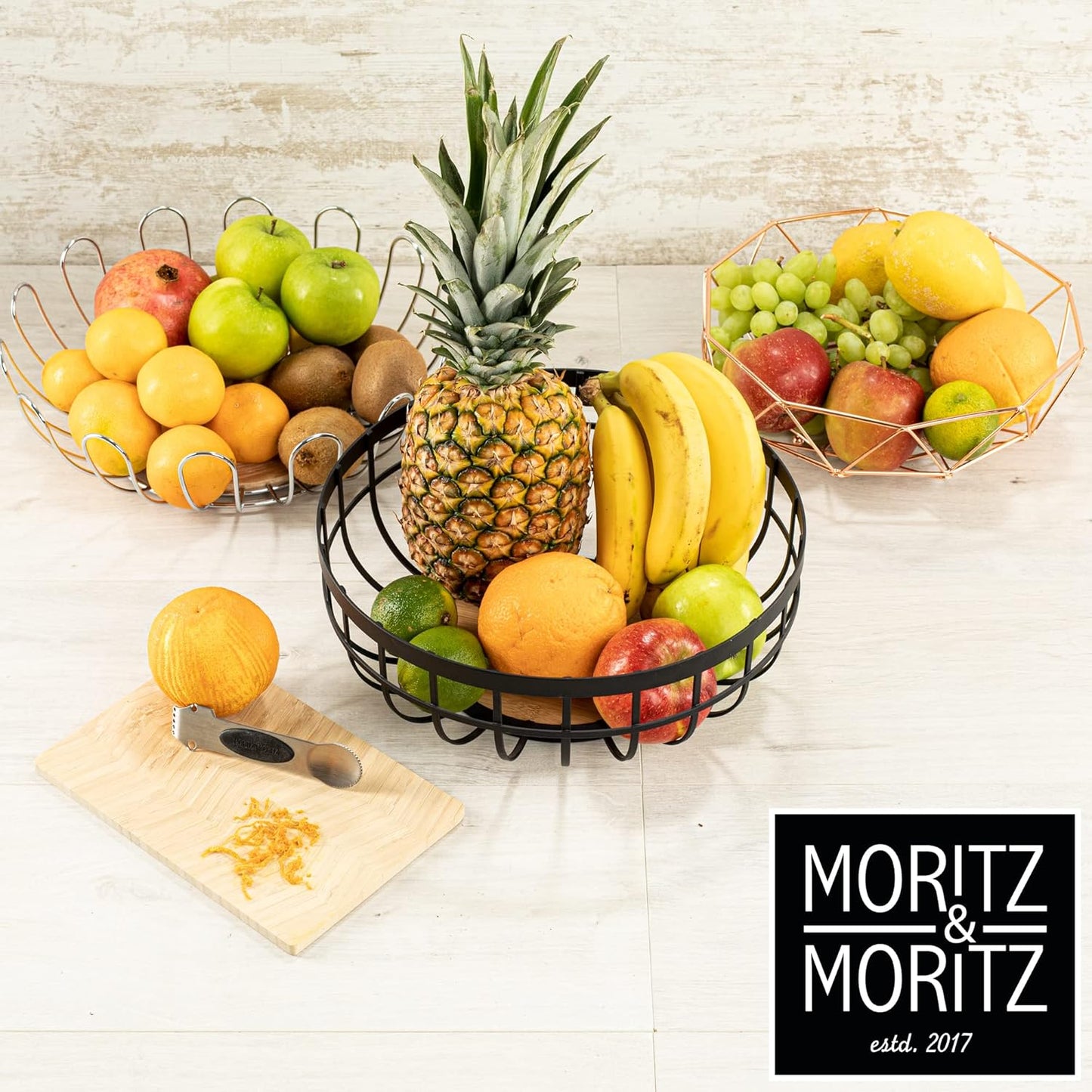 Rose Gold Fruit Bowl 27.5cm – Modern Metal Basket for Fruits, Gifts & Decor