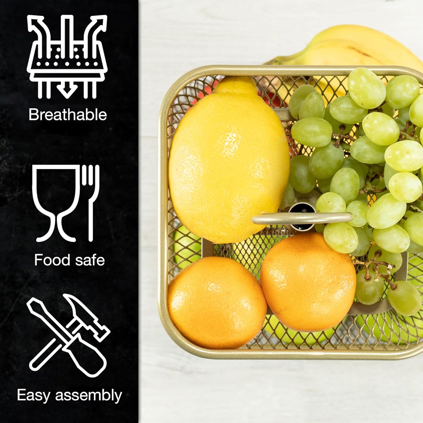 Gold Metal Fruit Cake Stand – Modern Bowl for Fruit, Bread, Vegetables