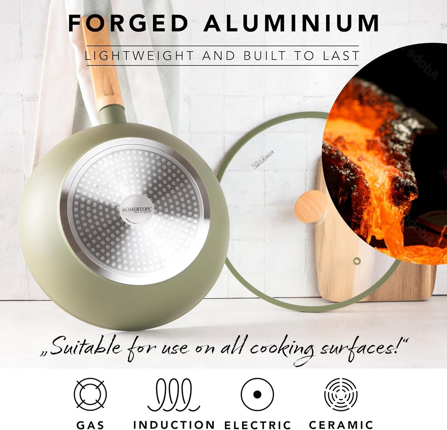 11" Ceramic Non Stick Wok with Lid – Induction Compatible, Flat Bottom, Large