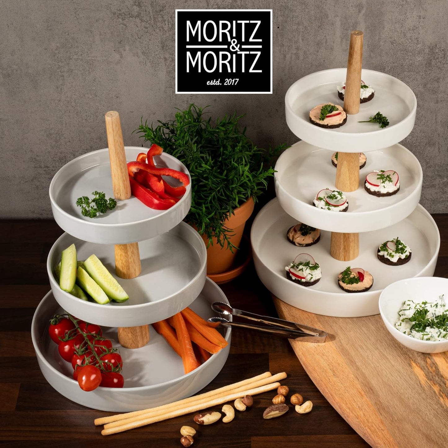 3 Tier Porcelain Cake Stand with Tongs – Elegant Dessert Display for Parties