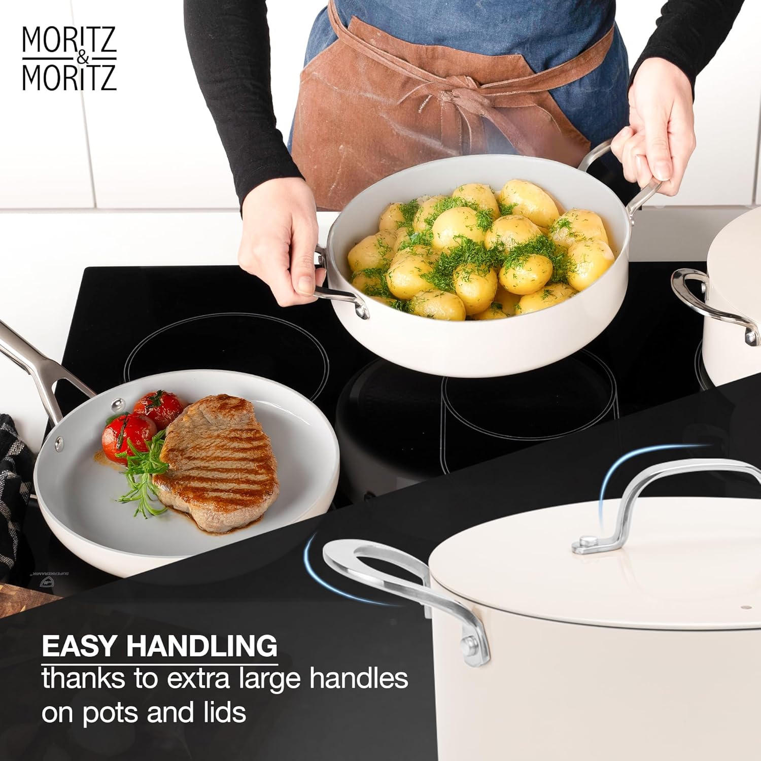 7-Piece Cast Aluminum Cookware Set with Lids – Nonstick Pots & Pans for All Stoves