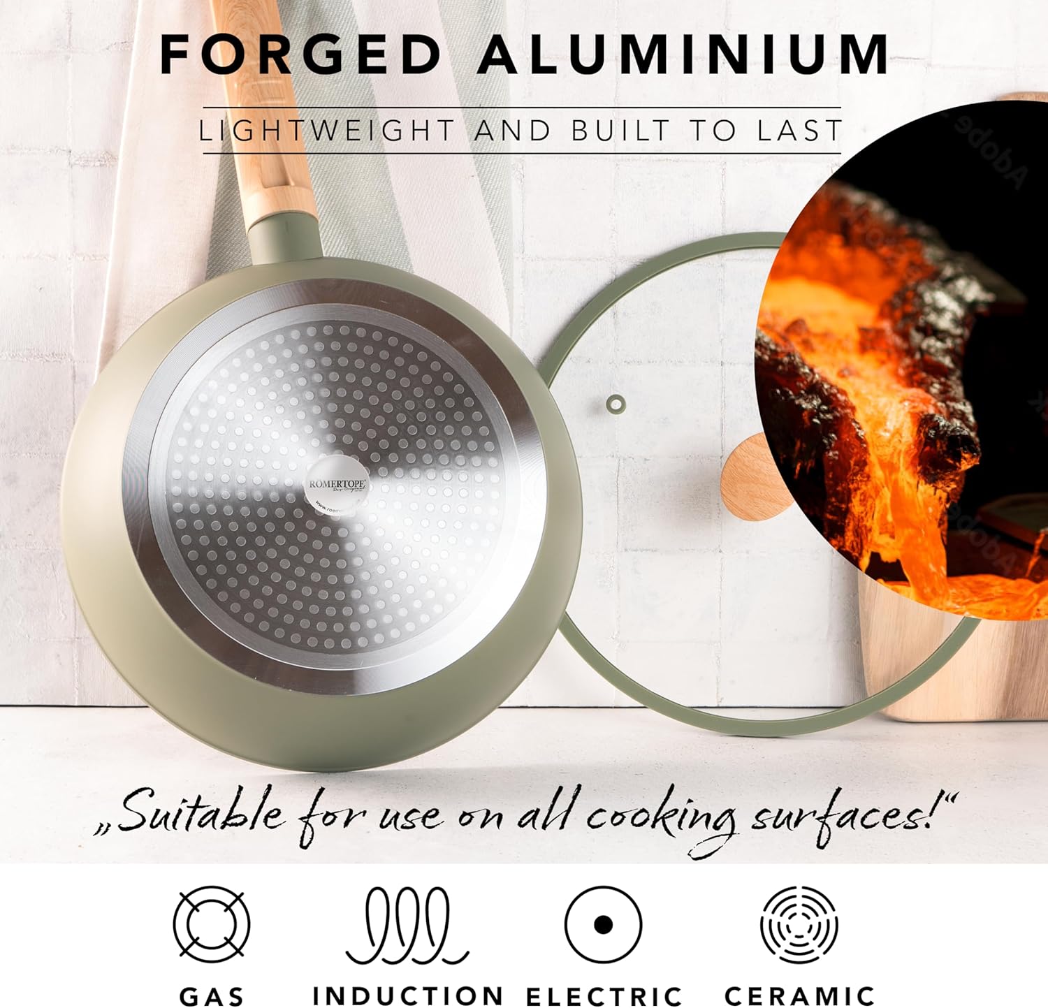 10" Nonstick Skillet with Lid – 3QT, Durable Fry Pan, Easy Clean, Handwash Only