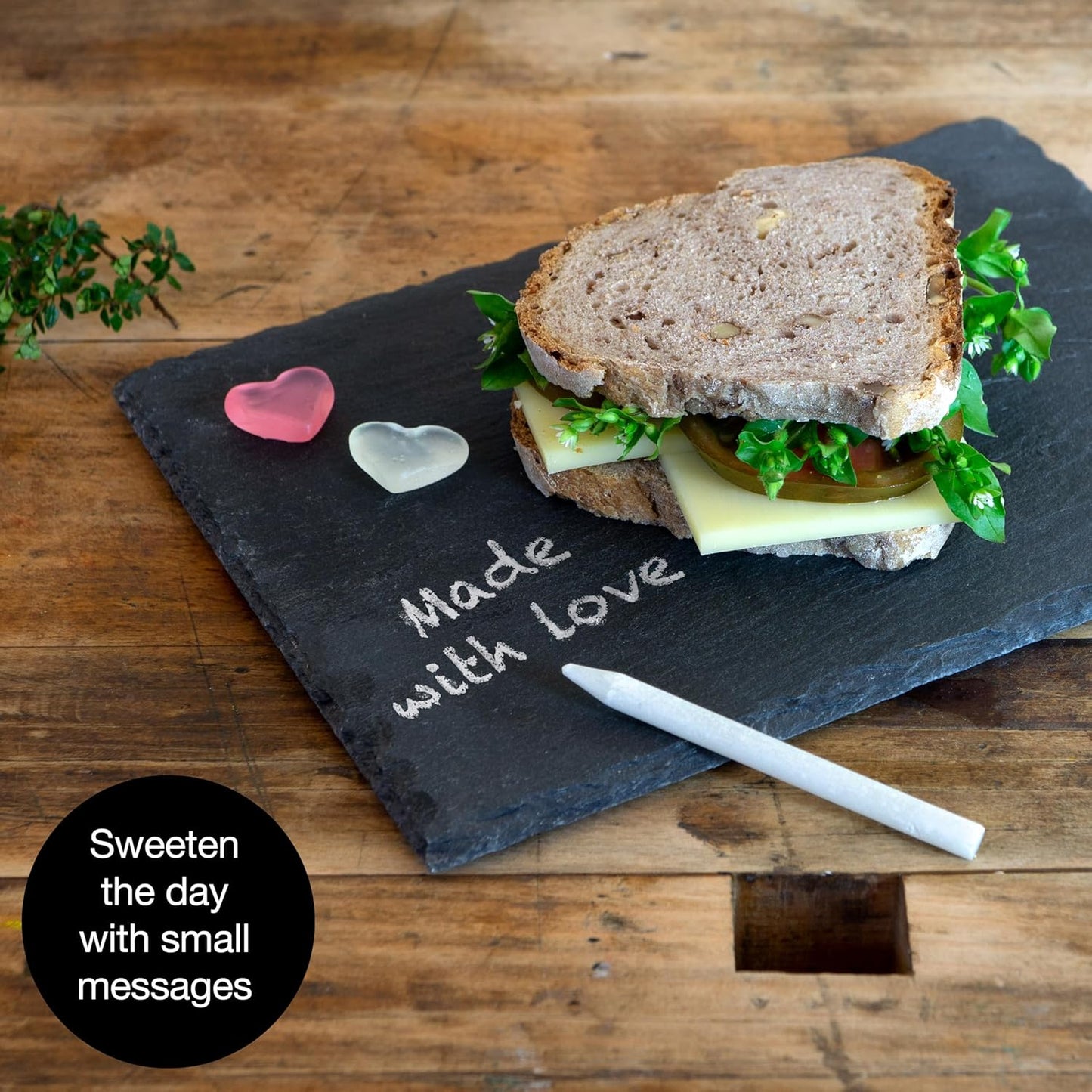 6 Slate Serving Plates 22x16cm with Chalk Pen – Natural, Non-Slip, Decorative