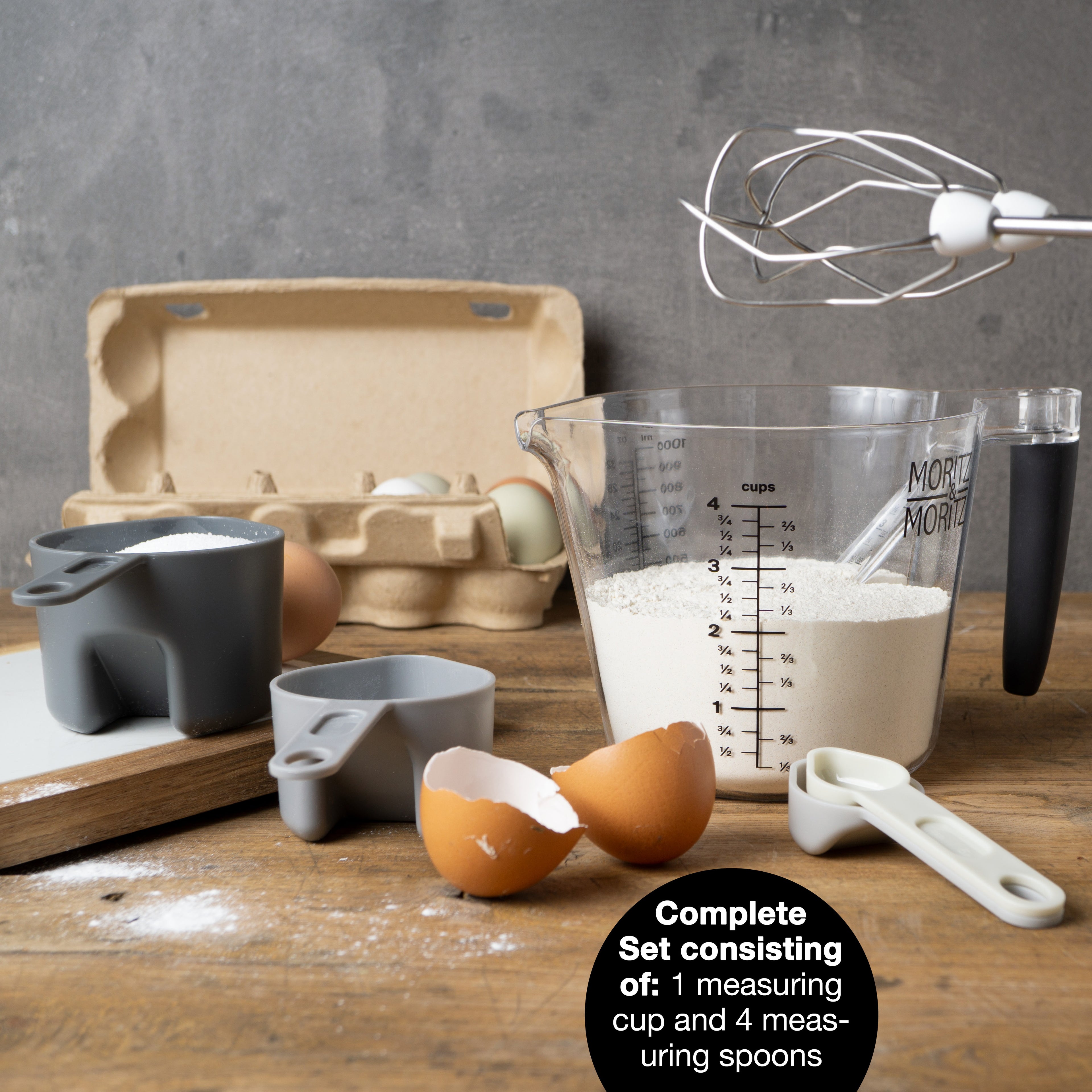 Measuring Cups & Spoons Set | 1L BPA-Free Plastic Kitchen Measuring Kit