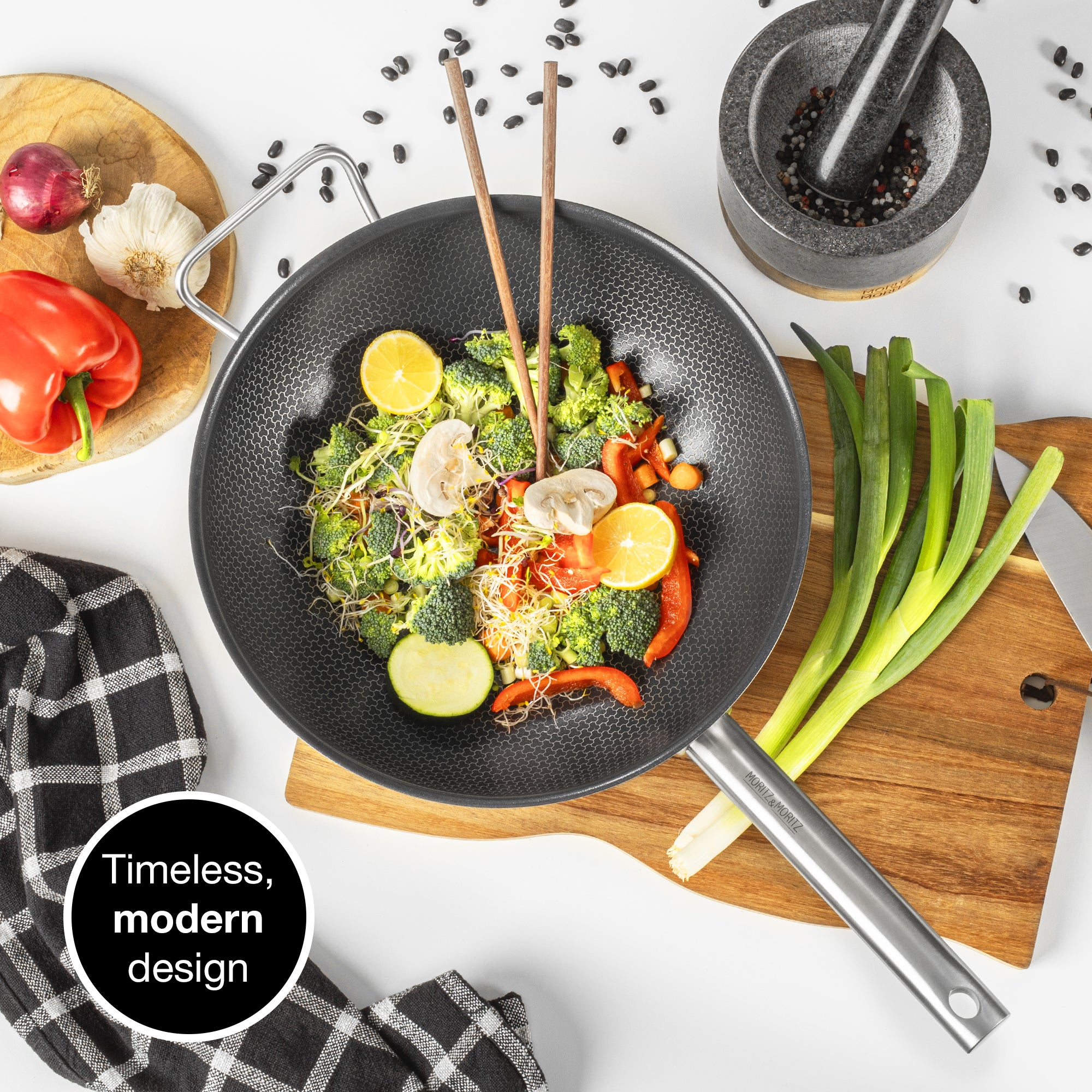 12" Stainless Steel Nonstick Honeycomb Wok Pan – Durable, Scratch Resistant