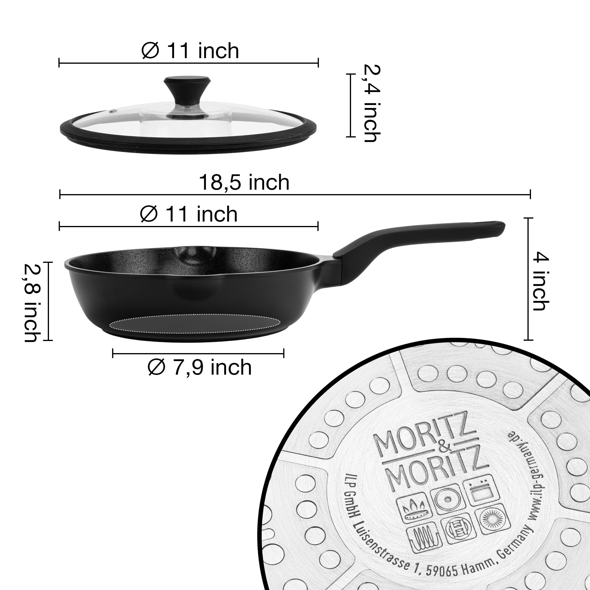 11-Inch Induction Frying Pan with Lid – Nonstick Skillet for All Stovetops
