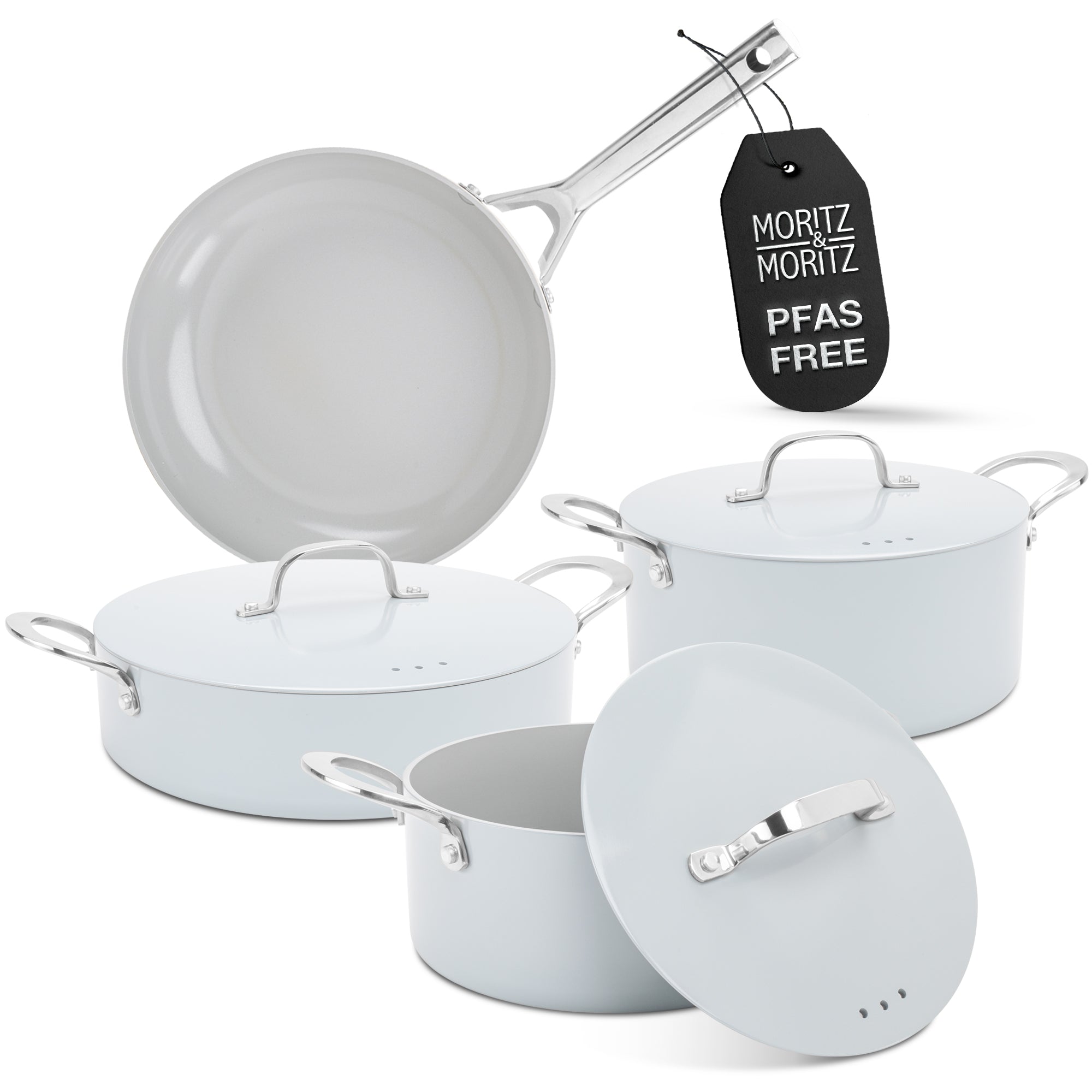 7-Piece Cast Aluminum Cookware Set with Lids – Nonstick Pots & Pans for All Stoves
