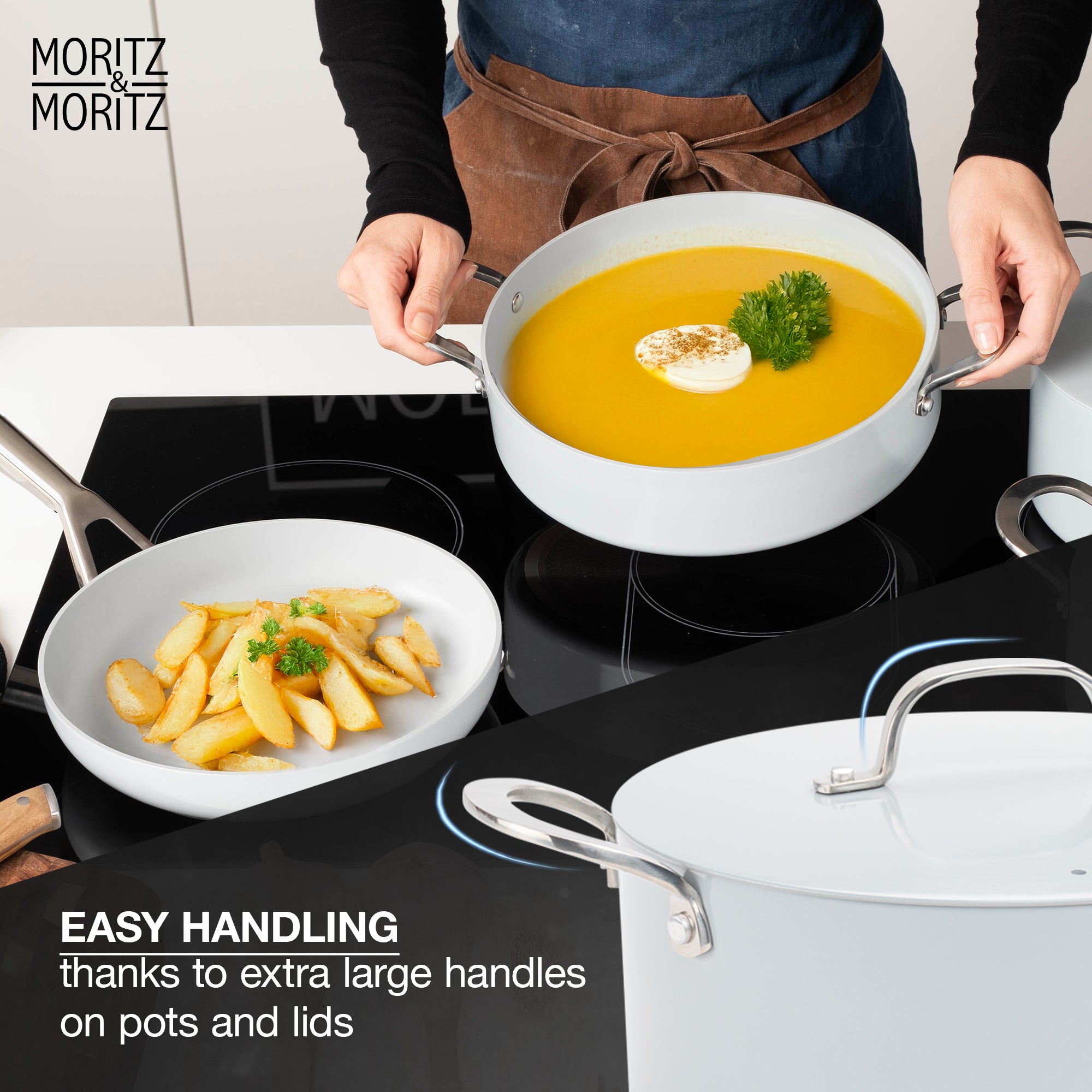 7-Piece Cast Aluminum Cookware Set with Lids – Nonstick Pots & Pans for All Stoves