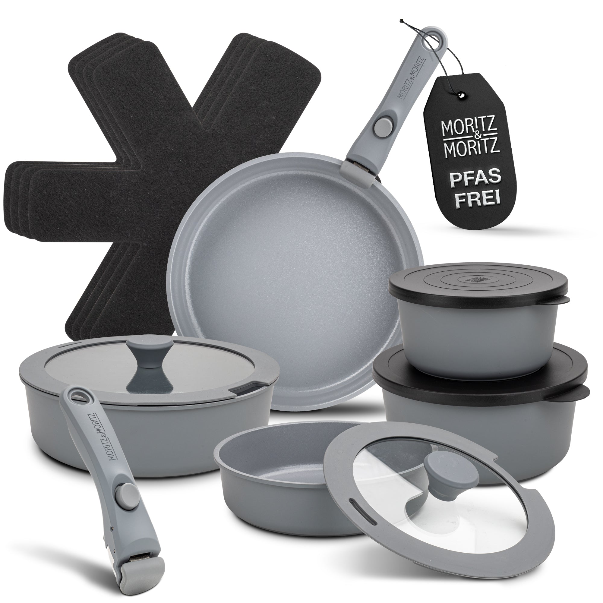 15-Piece Cast Aluminum Pot and Pan Set – Nonstick Cookware with Lids & Utensils