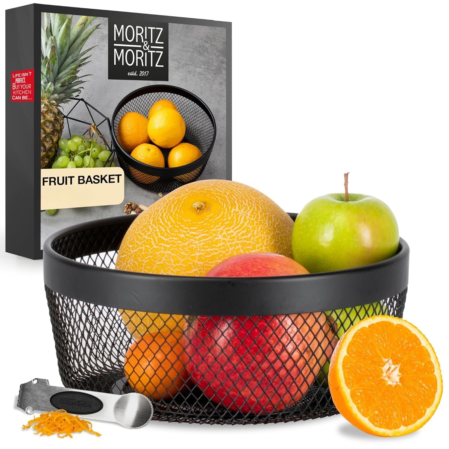 10" Wire Fruit & Vegetable Bowl with Zester | Modern Scandinavian Kitchen Bowl