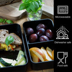 Premium Bento Box for Adults Black – 2-Tier 46 oz Lunch Container Box with Bamboo Lid