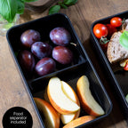 Premium Bento Box for Adults Black – 2-Tier 46 oz Lunch Container Box with Bamboo Lid