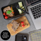 Premium Bento Box for Adults Black – 2-Tier 46 oz Lunch Container Box with Bamboo Lid