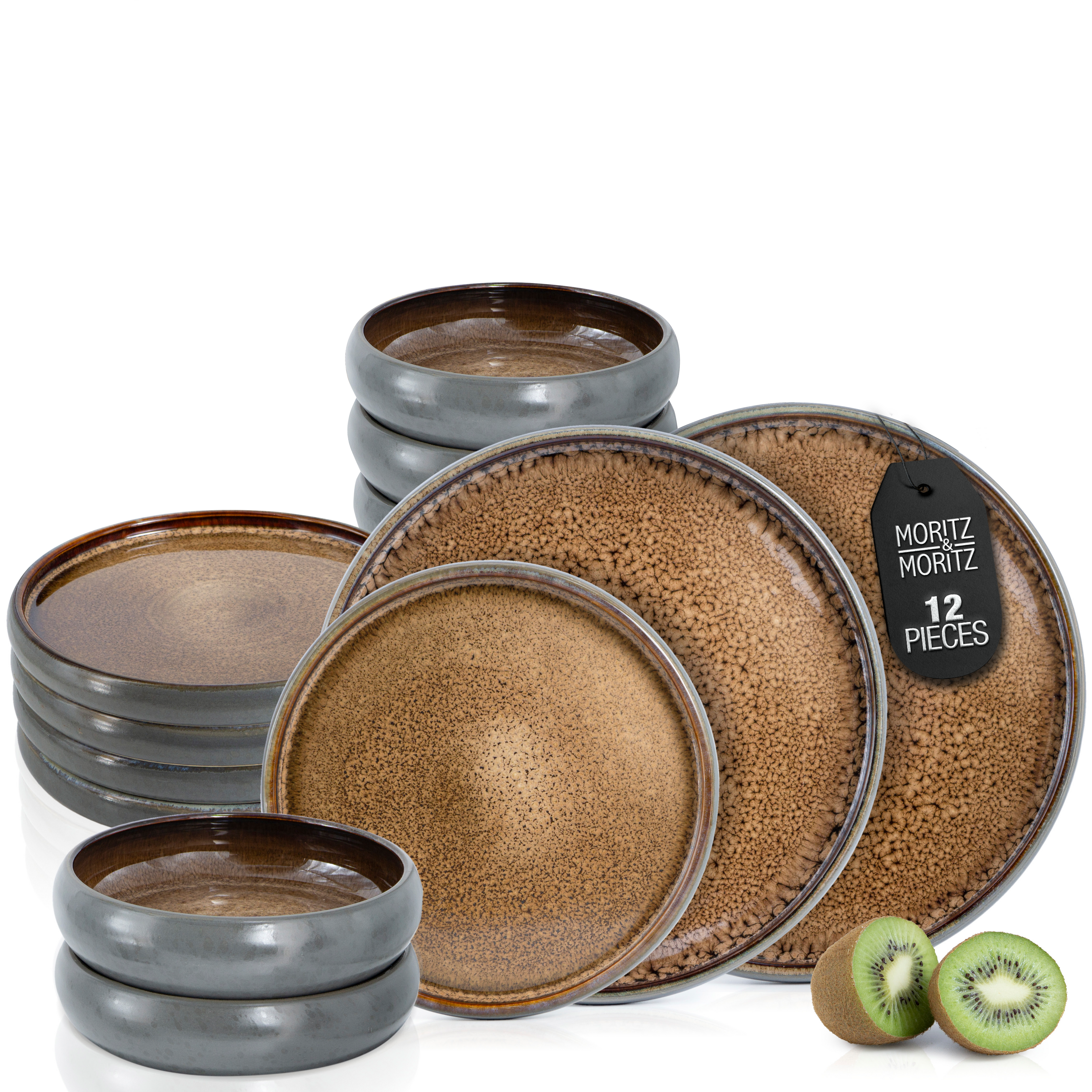SOLID 12-Piece Stoneware Dinnerware Set
