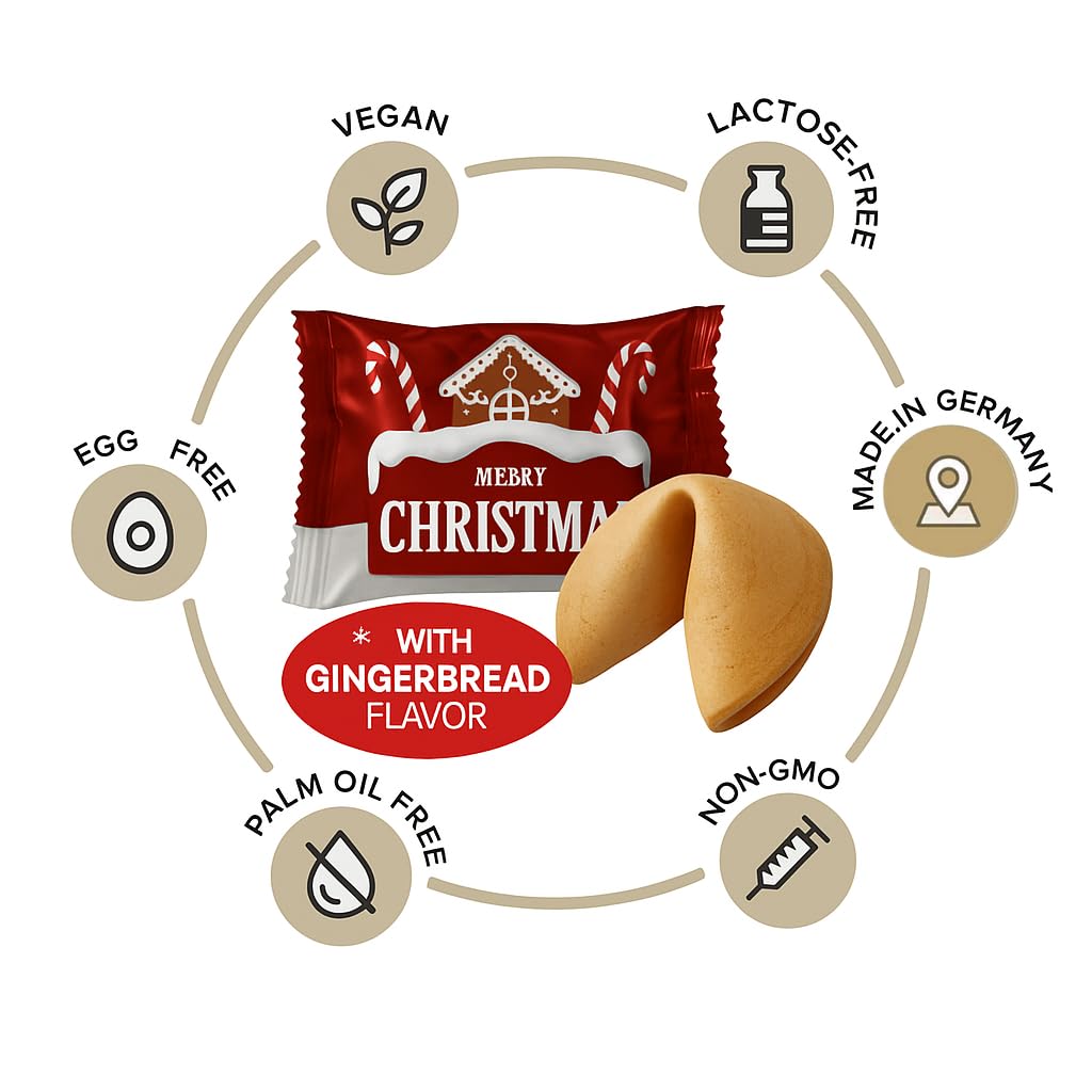 Christmas Gingerbread Fortune Cookies – Holiday Treats (12 Pack)
