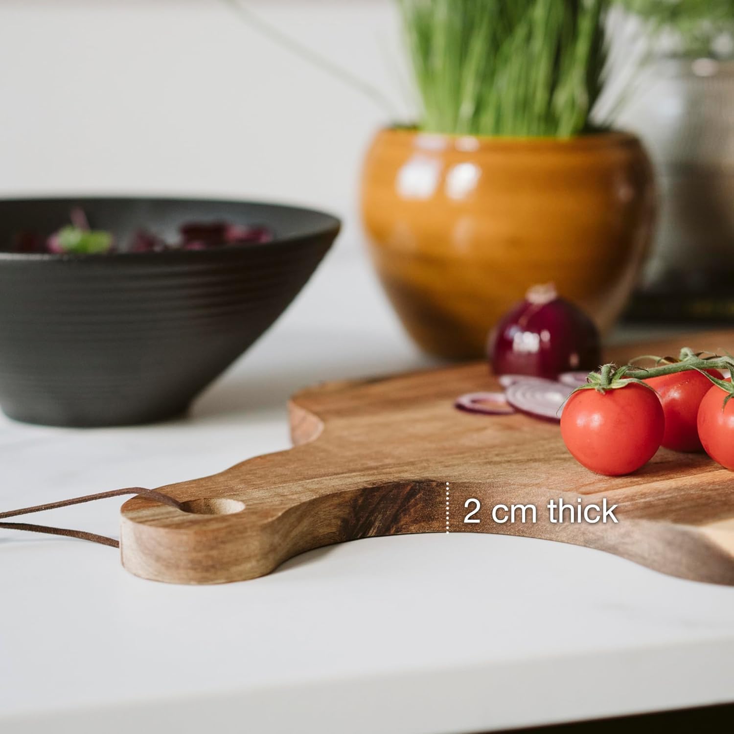 Large Acacia Wood Serving Board with Handle | 23"x13" Charcuterie & Cutting Board