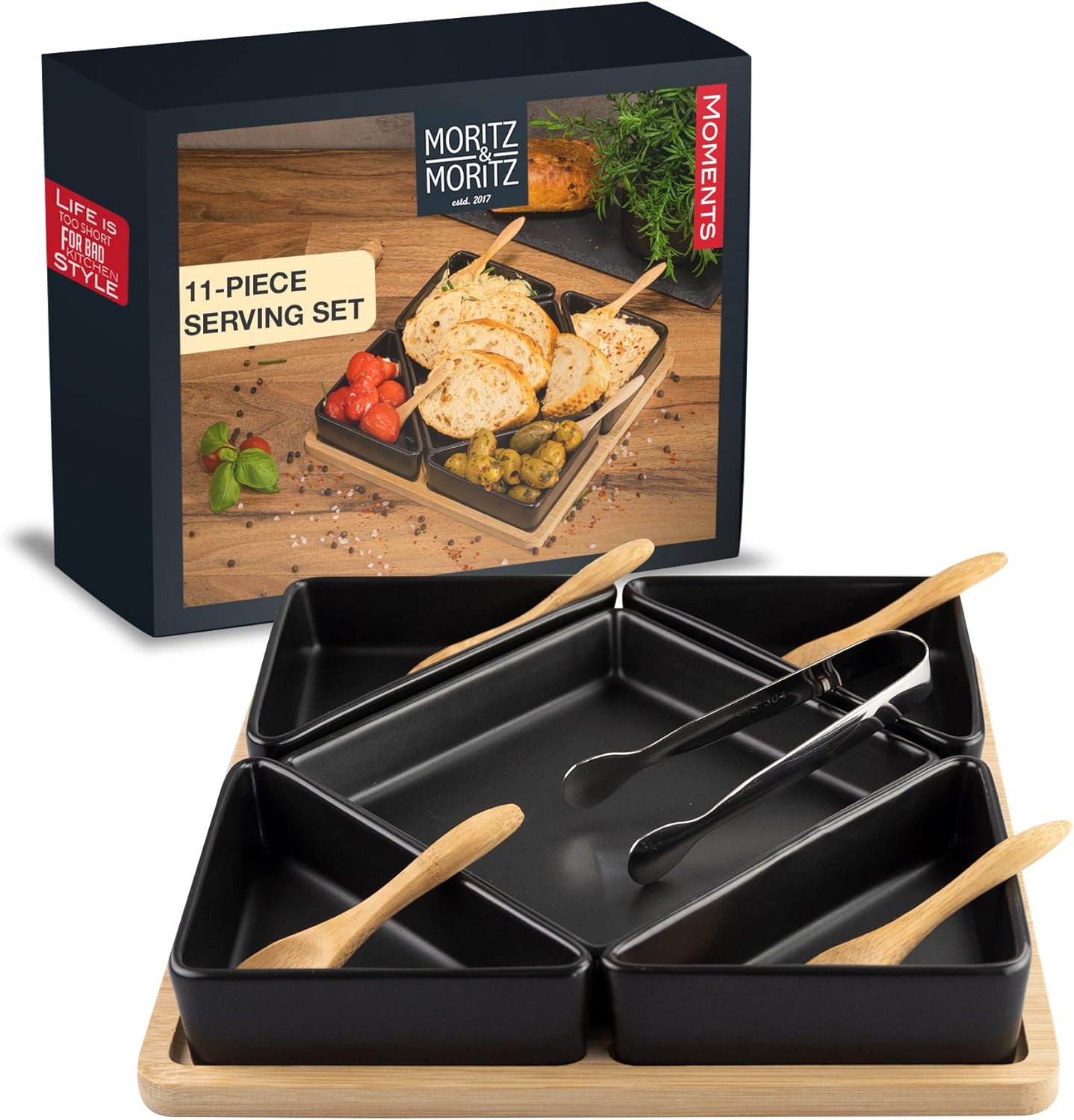5-Piece Black Ceramic Dip Bowl Set