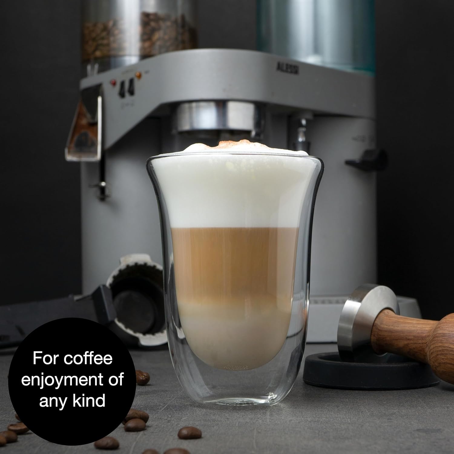 Set of 6 Double-Walled Coffee Glasses 300ml – Insulated Clear Cups, Heat Safe