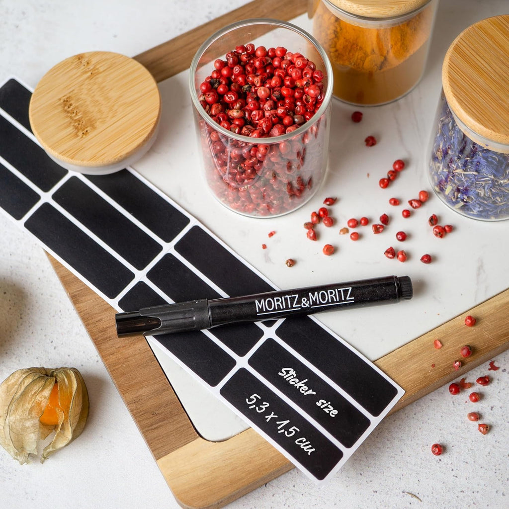 12-Piece Spice Jar Set – 4.2oz Glass Jars with Airtight Bamboo Lids & Labels