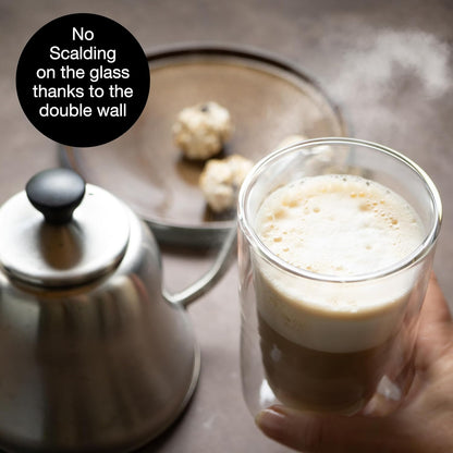 Set of 2 Double-Walled Glass Cups 350ml – Insulated, Reusable, Dishwasher Safe
